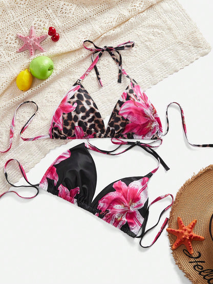 Slaydiva Plus Size Women's Single Halter Neck 3-Piece Bikini Swimwear Top