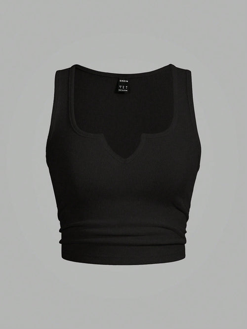 Slaydiva Plus Size Women Solid Color V-Neck Sleeveless Top, Casual Minimalist Style Suitable For Summer,Business Casual Woman Back To School