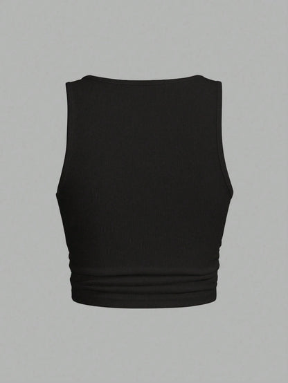 Slaydiva Plus Size Women Solid Color V-Neck Sleeveless Top, Casual Minimalist Style Suitable For Summer,Business Casual Woman Back To School