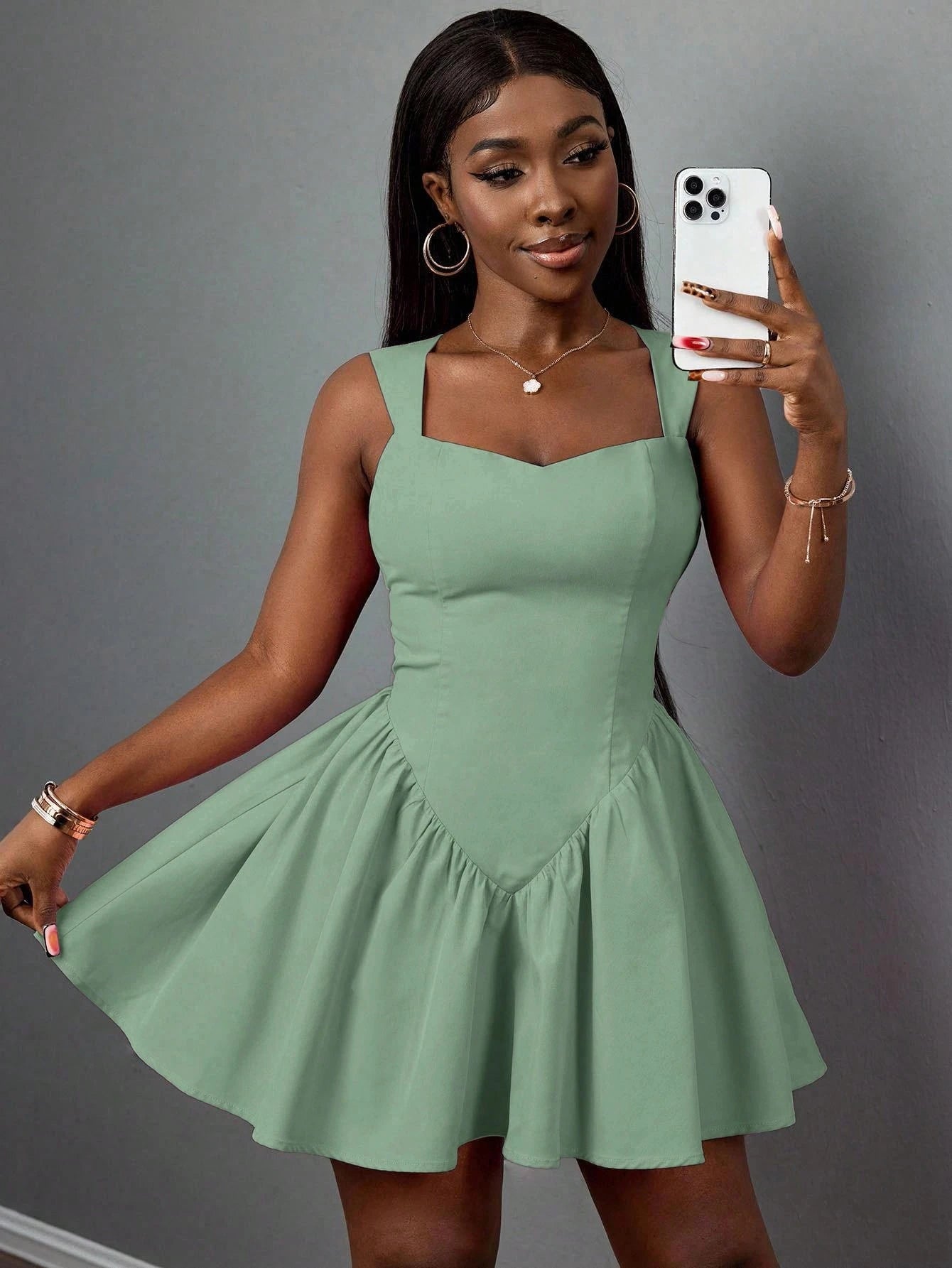 Slaydiva Summer New Elegant Sweetheart Neck Sleeveless Backless A-Line Princess Dress, Pink Women Short Dress