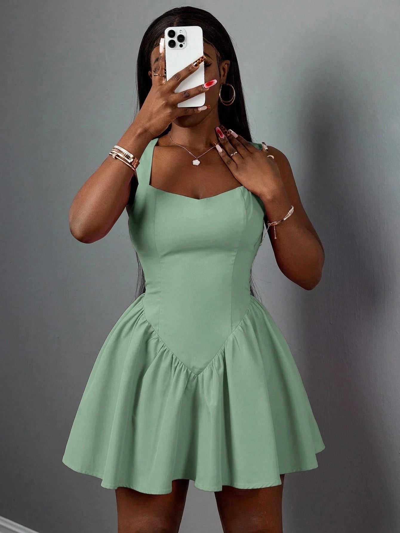 Slaydiva Summer New Elegant Sweetheart Neck Sleeveless Backless A-Line Princess Dress, Pink Women Short Dress