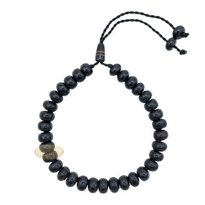 Small Black Kuka 33ct Tasbih Bracelet - Adjustable Handcrafted 5x8 mm Short Barrel Genuine Seed Misbaha in Gift Box
