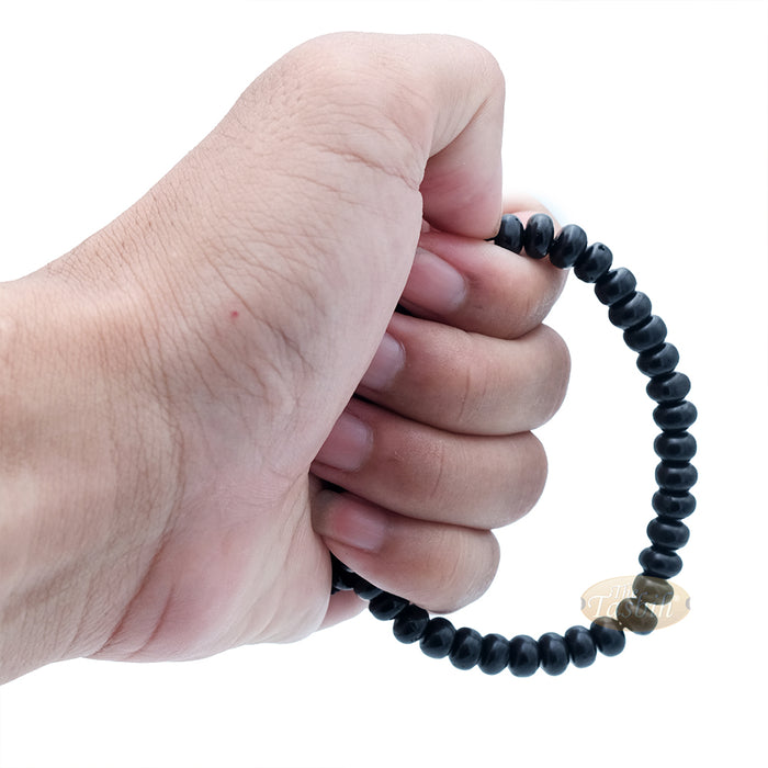 Small Black Kuka 33ct Tasbih Bracelet - Adjustable Handcrafted 5x8 mm Short Barrel Genuine Seed Misbaha in Gift Box