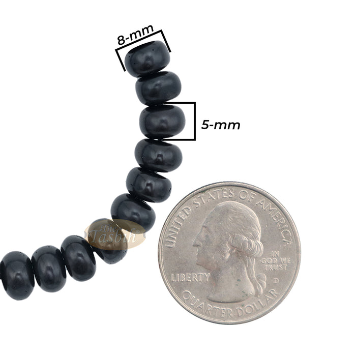 Small Black Kuka 33ct Tasbih Bracelet - Adjustable Handcrafted 5x8 mm Short Barrel Genuine Seed Misbaha in Gift Box