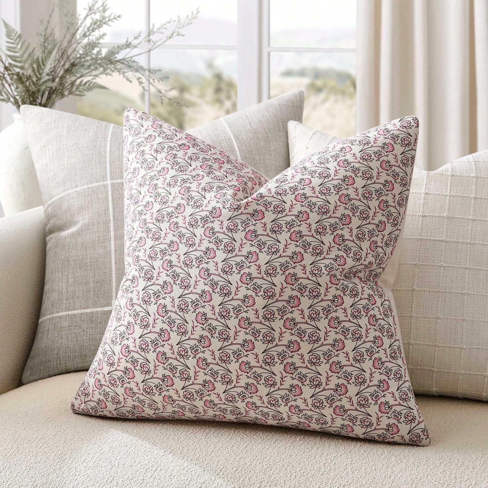Small Floral Throw Pillow Cover, Decorative Country Style Cushion Case, Pastoral Print Pillowcase, Suitable For Sofa, Bedroom, Living Room, Etc., Ideal For Daily Use, Parties, Holidays, Etc.