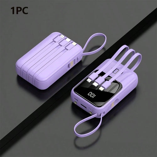 Small Portable Charger Power Bank PD20w Fast Charging Comes With Flashlight, Battery Pack 10000mAh, Fast Charging Portable Phone Charger For IPhone/Android(Purple)