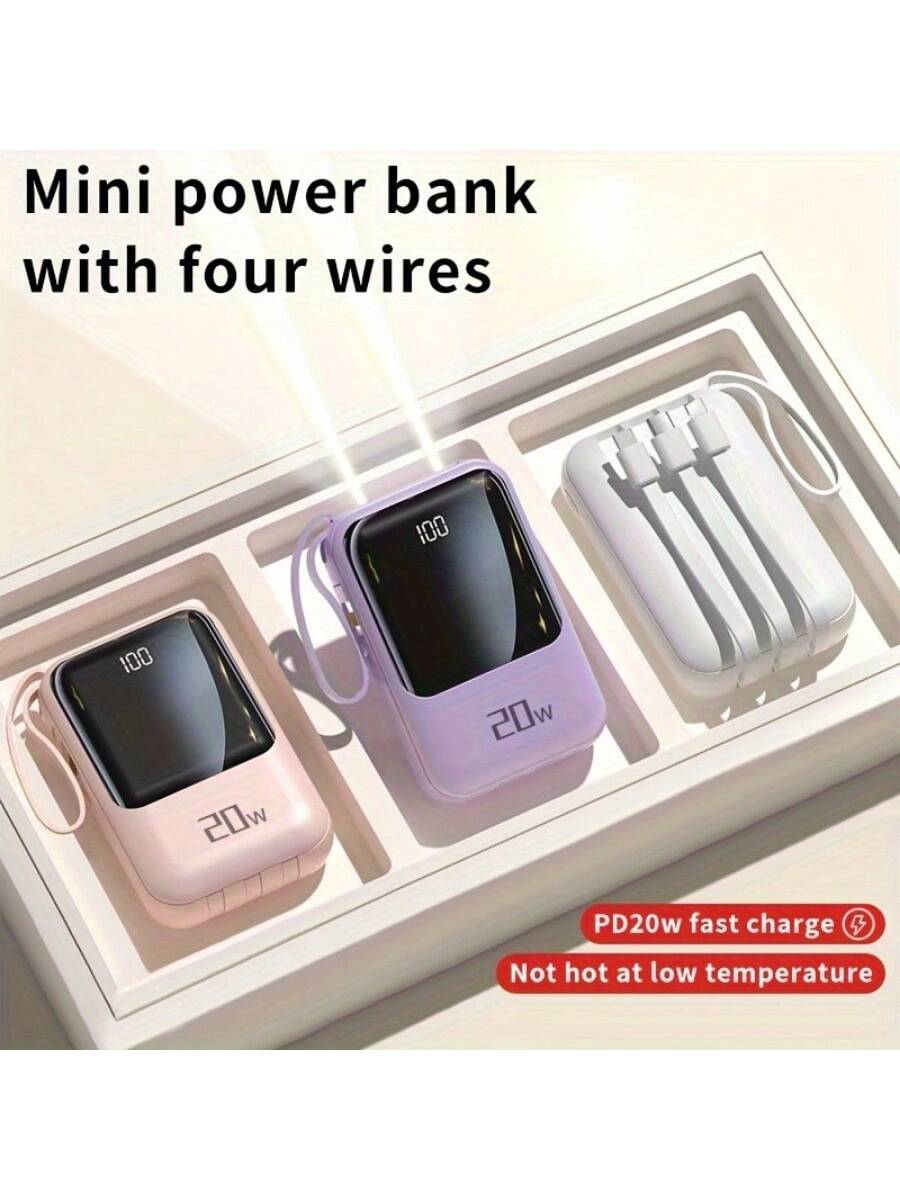 Small Portable Charger Power Bank PD20w Fast Charging Comes With Flashlight, Battery Pack 10000mAh, Fast Charging Portable Phone Charger For IPhone/Android(Purple)