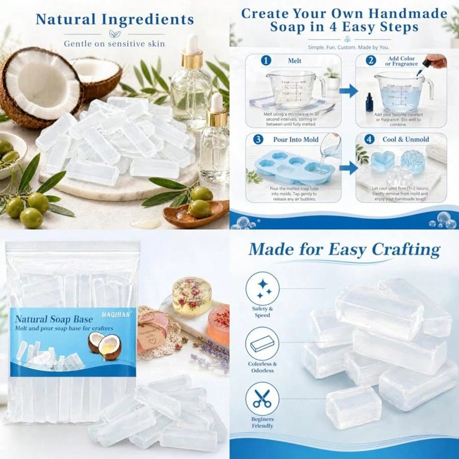 Soap Base Natural 14.8oz- Clear Glycerin Base For Soap Making Melt And Pour Organic Glicerina Para Hacer Jabones Foaming Additives Odorless Good Cleaning Ability Soap Making Supplies