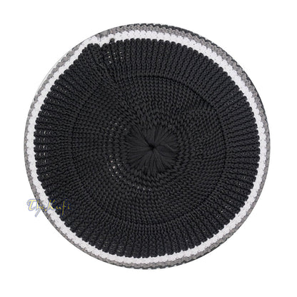Soft Black with Gray White Lines Nylon Stretchy Skull Cap