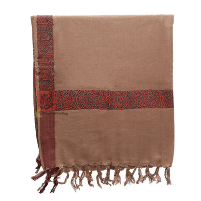 Soft Caramel Brown Edge with Rust Brown Habaib Sorban Scarf Turban with Design