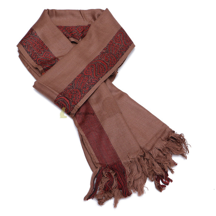 Soft Caramel Brown Edge with Rust Brown Habaib Sorban Scarf Turban with Design