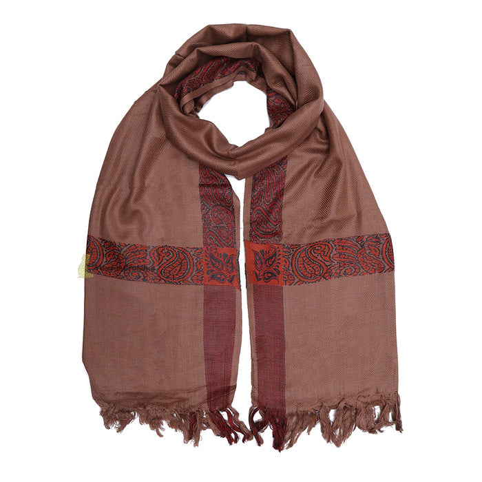 Soft Caramel Brown Edge with Rust Brown Habaib Sorban Scarf Turban with Design