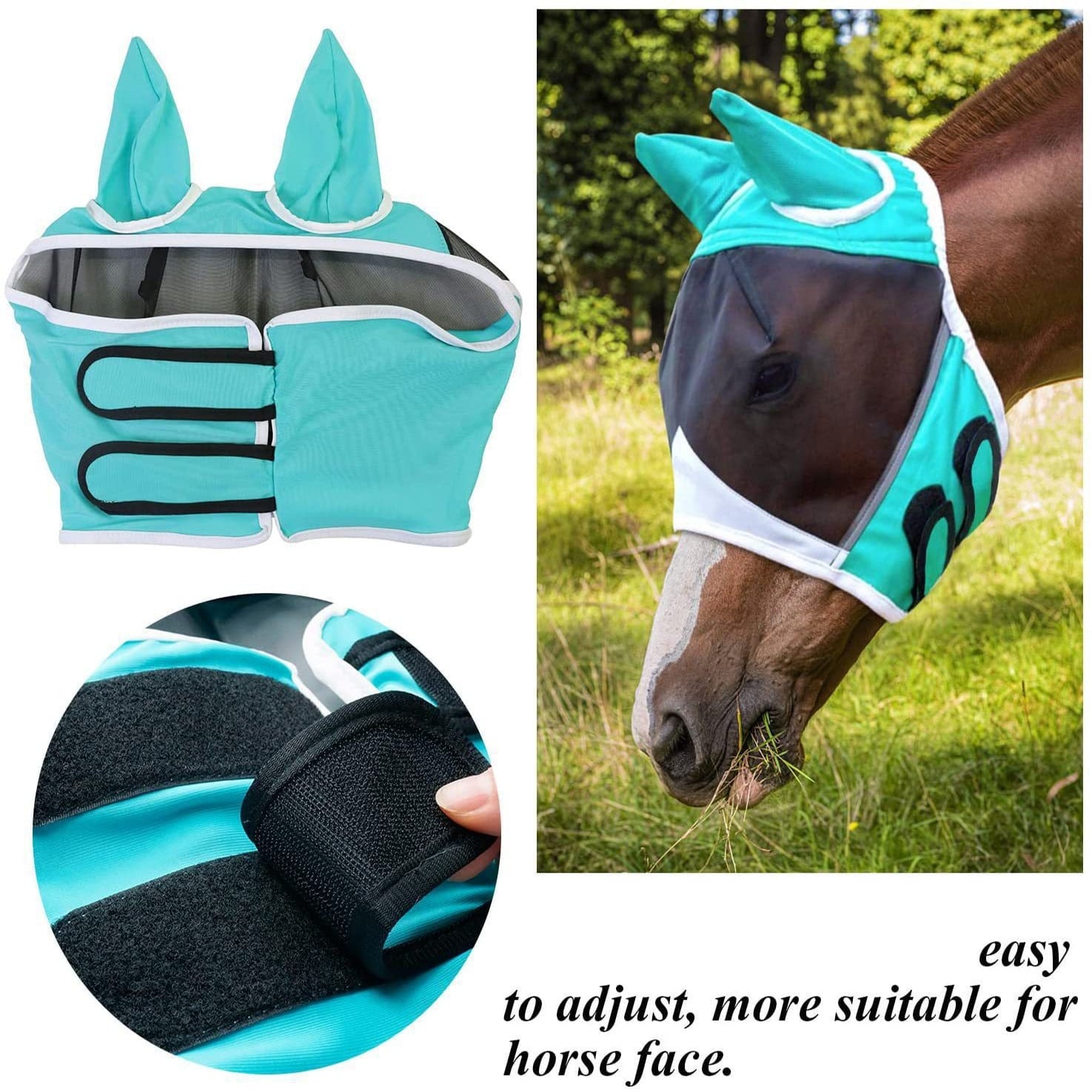 Soft Mesh Anti-Fly Mask For Horses, With Ear Covers, Breathable Horse Face Mask, Suitable For Eye And Face Protection, Anti-Fly Mask, Anti-UV Horse Equipment