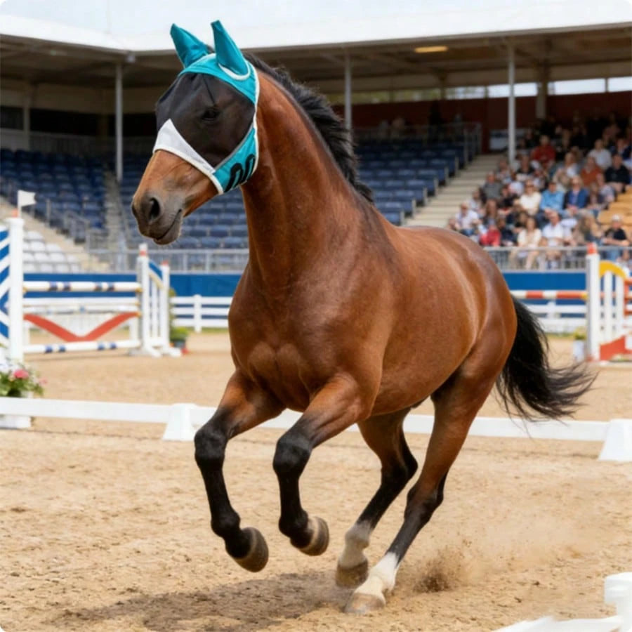 Soft Mesh Anti-Fly Mask For Horses, With Ear Covers, Breathable Horse Face Mask, Suitable For Eye And Face Protection, Anti-Fly Mask, Anti-UV Horse Equipment
