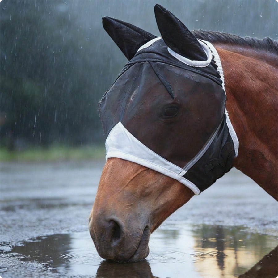 Soft Mesh Anti-Fly Mask For Horses, With Ear Covers, Breathable Horse Face Mask, Suitable For Eye And Face Protection, Anti-Fly Mask, Anti-UV Horse Equipment