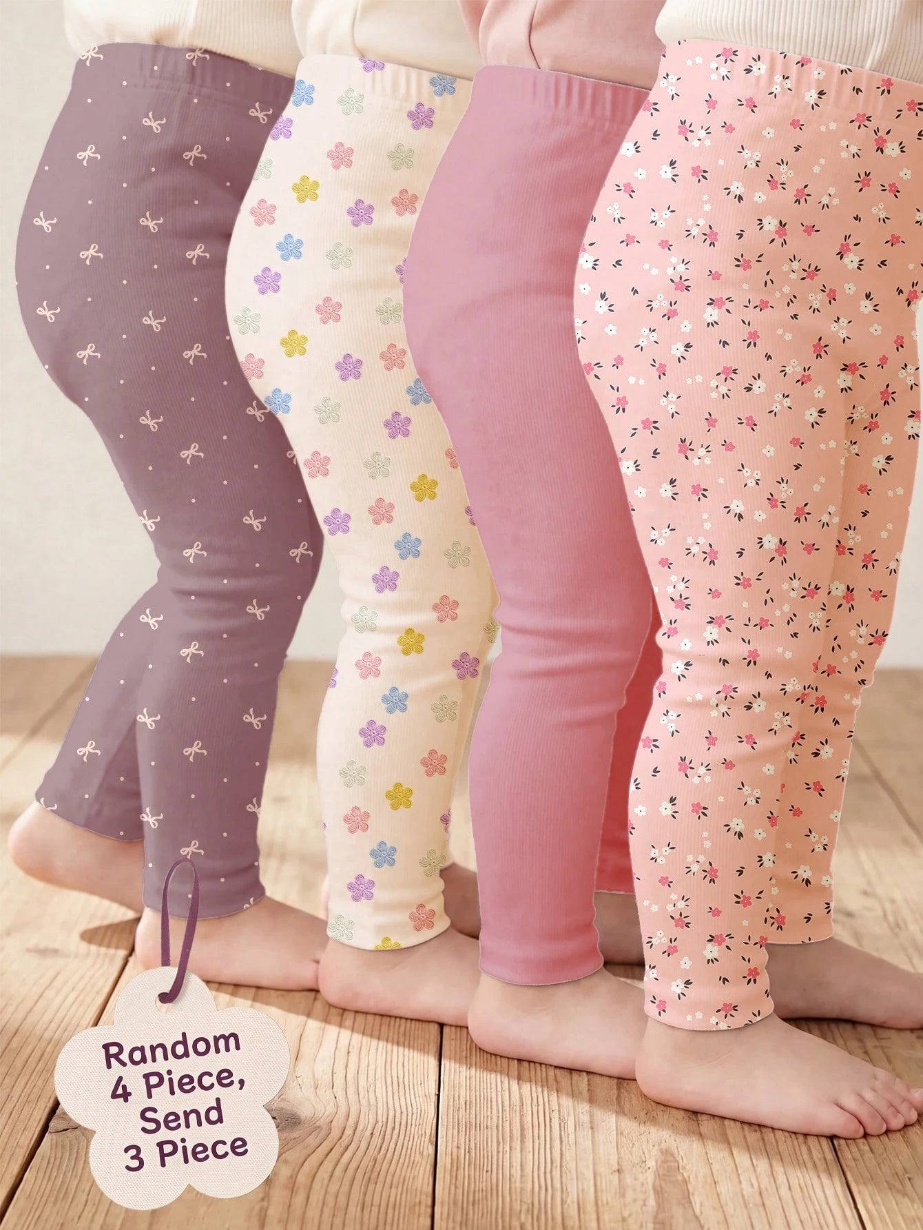 Soft Mist Color Palette, Bohemian Floral & Polka Dot Pattern, Baby Girl Cute Comfortable Casual Leggings With Stretch, Suitable For All Seasons Daily Wear, Homecoming, Easy Comfort, Casual Wear