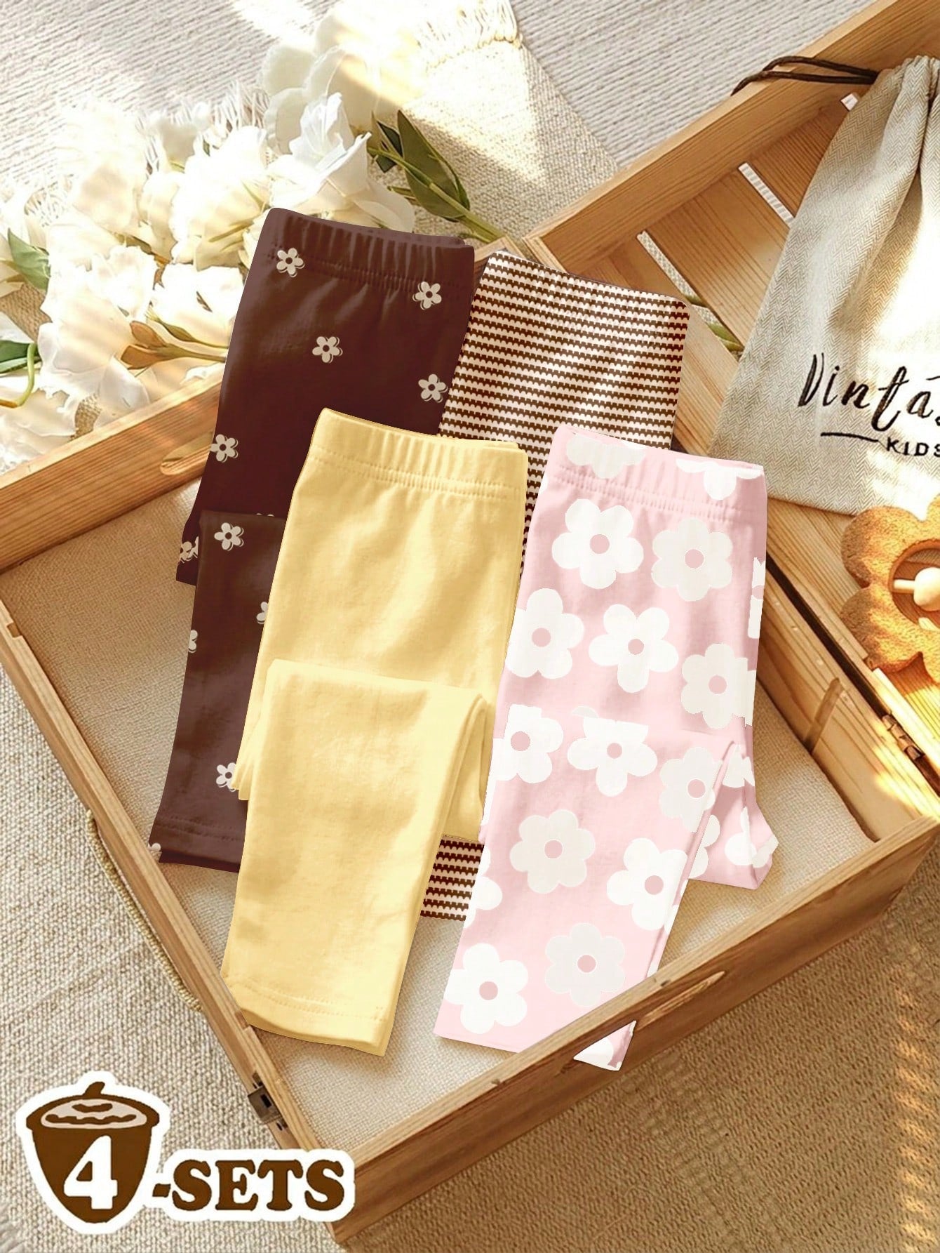 Soft Mist Color Palette, Bohemian Floral & Polka Dot Pattern, Baby Girl Cute Comfortable Casual Leggings With Stretch, Suitable For All Seasons Daily Wear, Homecoming, Easy Comfort, Casual Wear