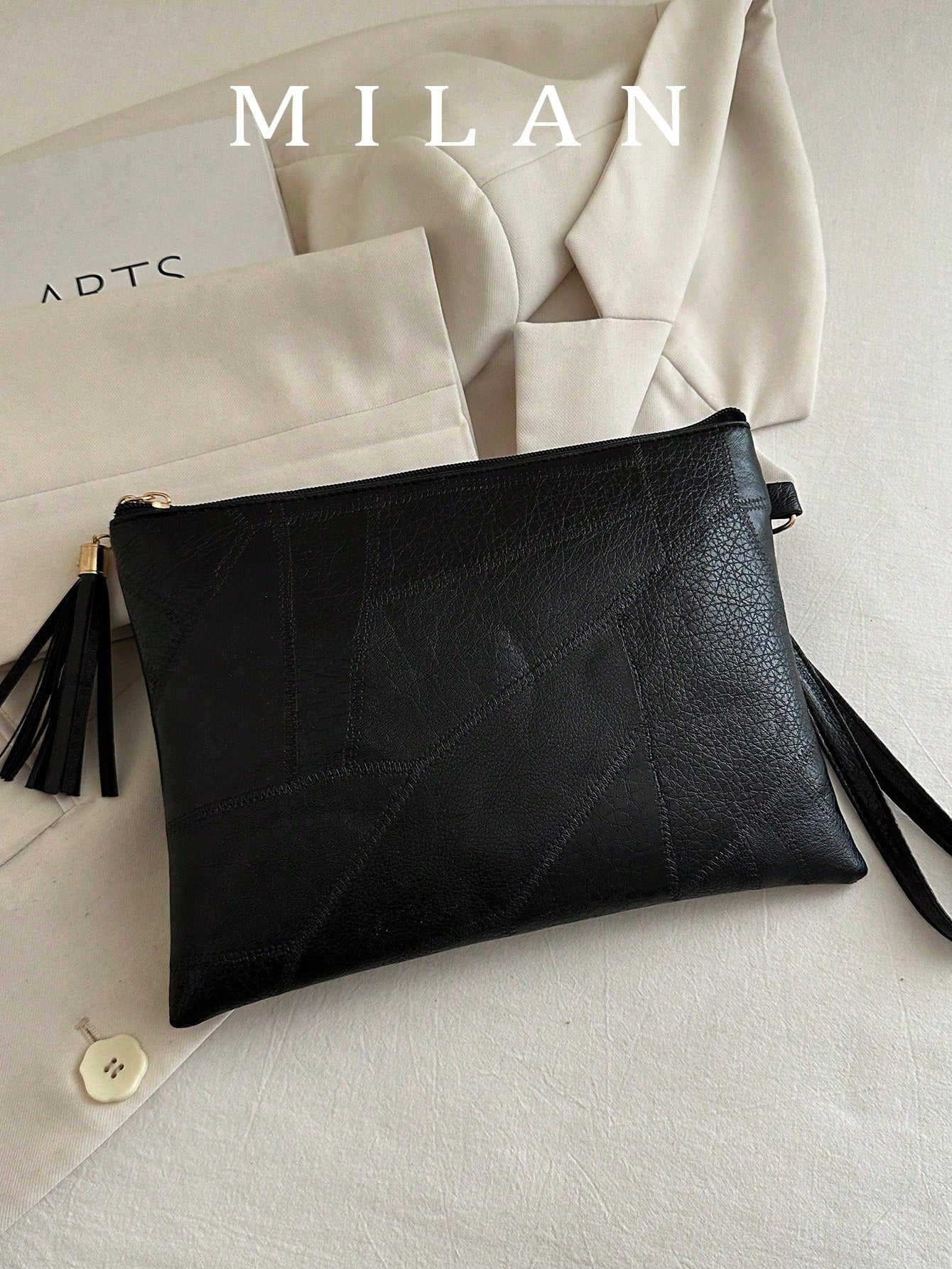 Soft Texture Retro Women's Handbag, 2026 New Textured Design Underarm Bag, Fashion Tassel Pleated Shoulder Bag, Stylish Envelope Wristlet [Patchwork Placement Random]