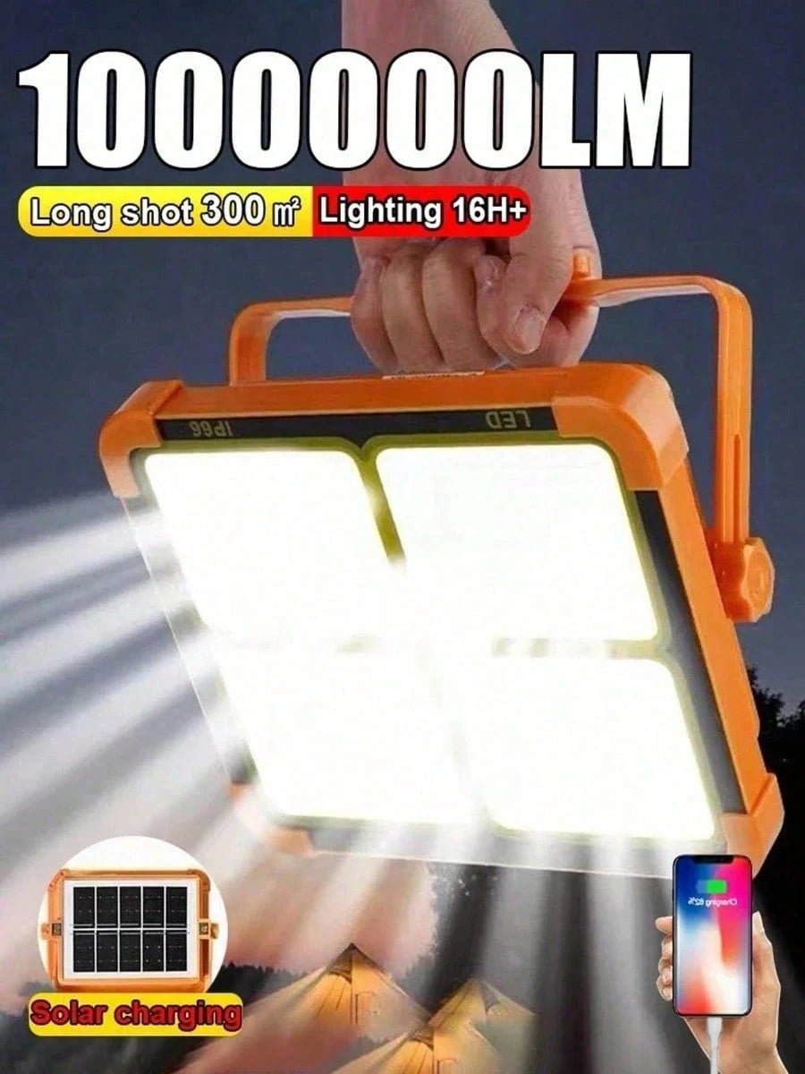 Solar Camping Lantern With Power Bank Function, Dual Charging Design Via Solar Panel & USB Cable, 3 Light Modes, 4 Levels LED Power Indicator, ABS Weatherproof Compact Portable Tent Hangable Emergency