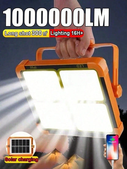 Solar Camping Lantern With Power Bank Function, Dual Charging Design Via Solar Panel & USB Cable, 3 Light Modes, 4 Levels LED Power Indicator, ABS Weatherproof Compact Portable Tent Hangable Emergency