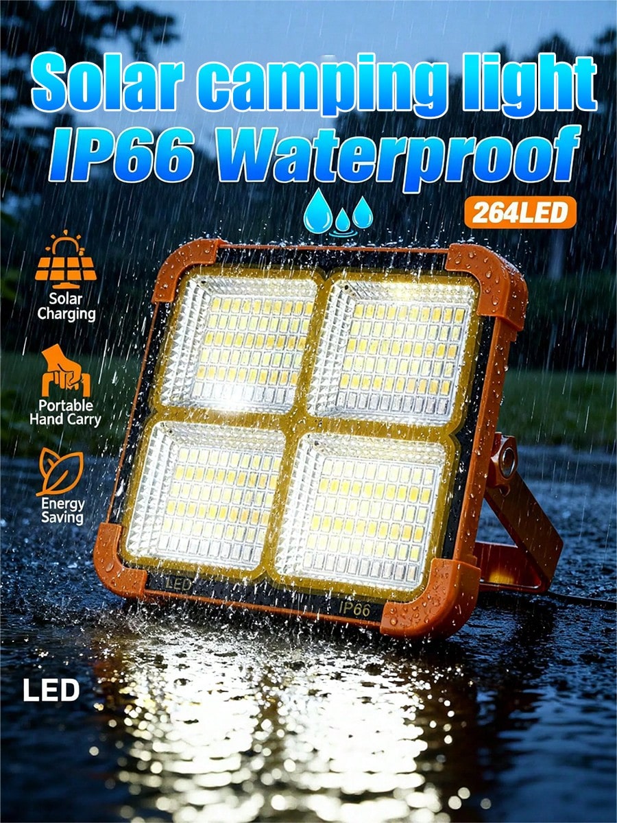 Solar Camping Lantern With Power Bank Function, Dual Charging Design Via Solar Panel & USB Cable, 3 Light Modes, 4 Levels LED Power Indicator, ABS Weatherproof Compact Portable Tent Hangable Emergency