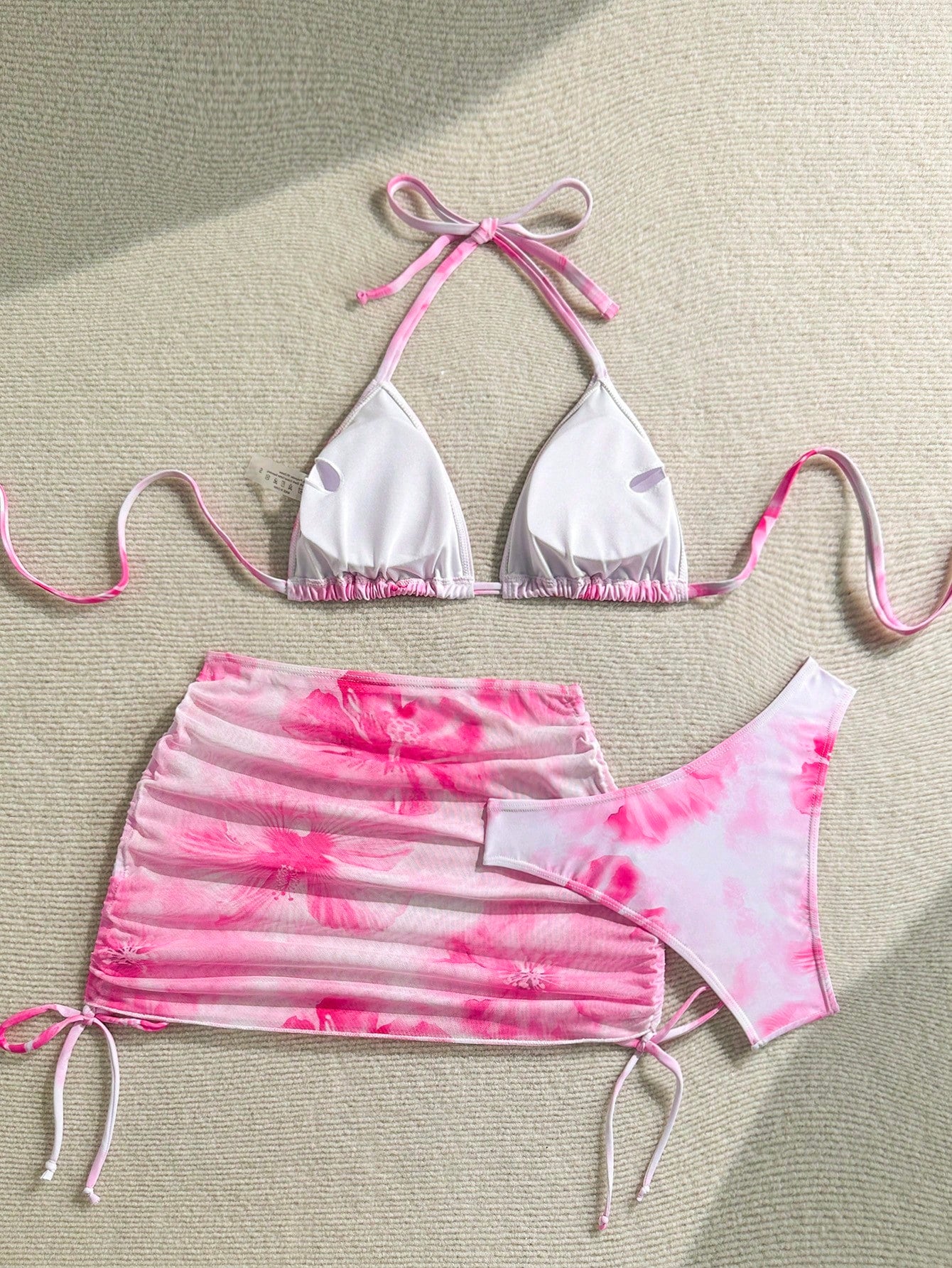 Soleia 3pcs/Set Women Floral Print Beach Bikini Set With Coverup And Mini Skirt