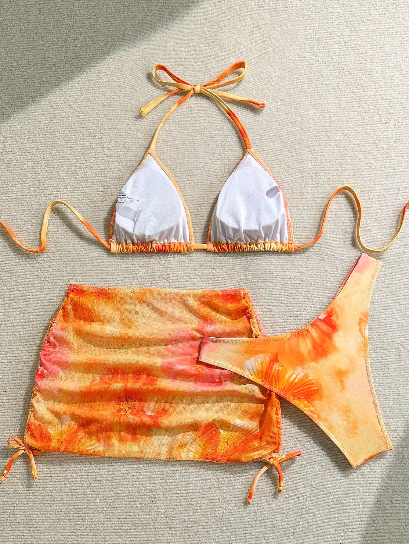 Soleia 3pcs/Set Women Floral Print Beach Bikini Set With Coverup And Mini Skirt