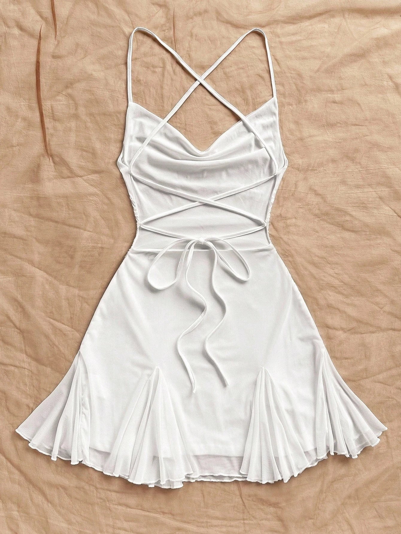 Soleia Sleeveless Pleated Mini Mesh Dress With Floral Design And Spaghetti Straps For Summer White And Pink Print Going Out Vacation Sexy