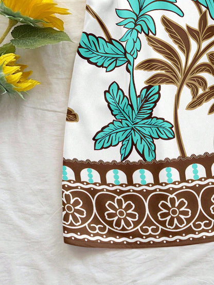 Soleia White Floral Summer Boho Beach Vacation Holiday Holiday Coconut Tree Floral Print Dress,Sleeveless Mini Summer Dresses For Women,Retro Elegant Dress