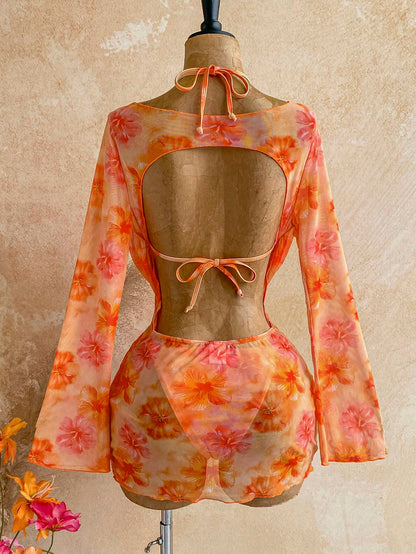 Soleia Women's Vacation Beach Floral Print Swimsuit Set Bathing Suit For Women