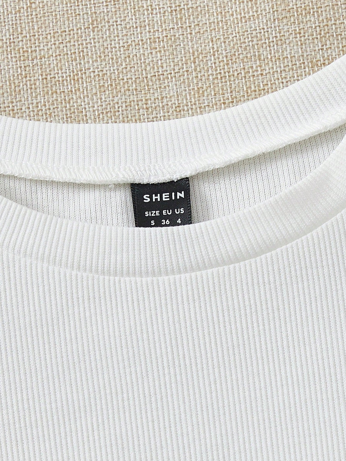 Soleia WYWH Vacation Ruffle Trim Ribbed White Knit Tee