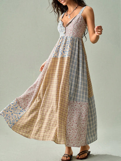 SoleilVie Women's Bohemian Print Spaghetti Strap Dress