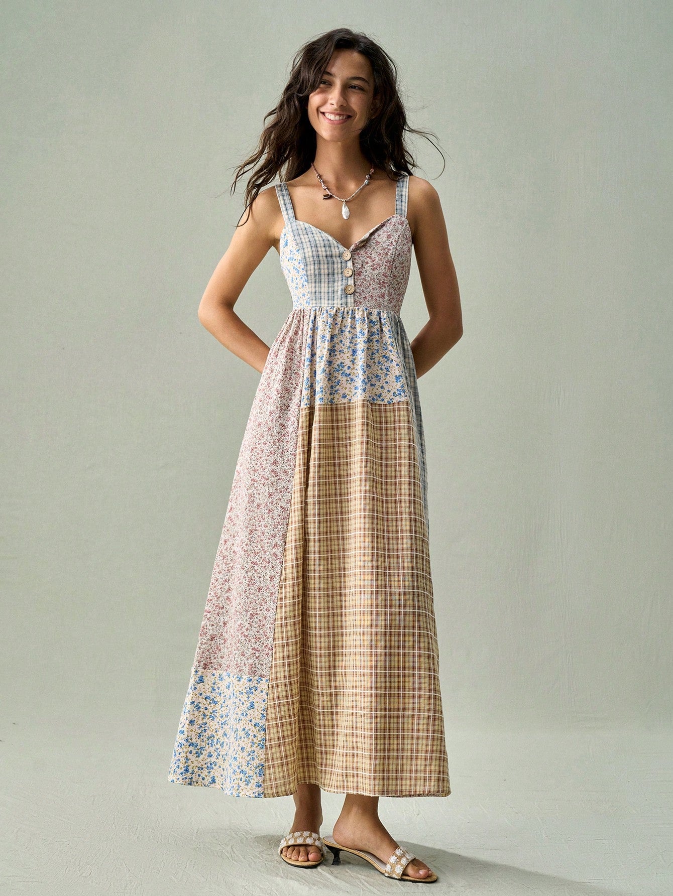 SoleilVie Women's Bohemian Print Spaghetti Strap Dress