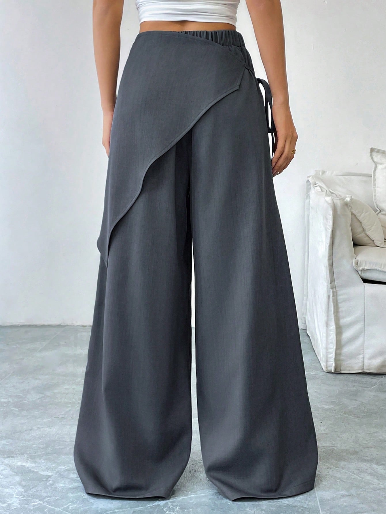 SoleilVie Women's Solid Color Cross Wrap Tie Loose Casual Pants Fall Cloth For Women