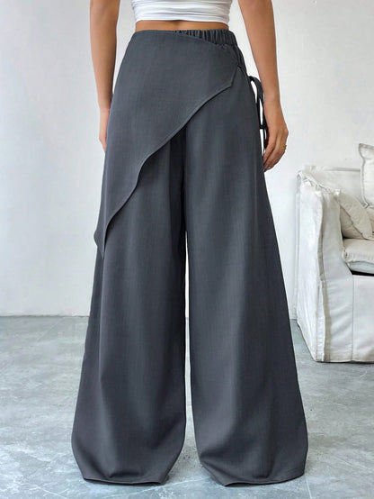 SoleilVie Women's Solid Color Cross Wrap Tie Loose Casual Pants Fall Cloth For Women