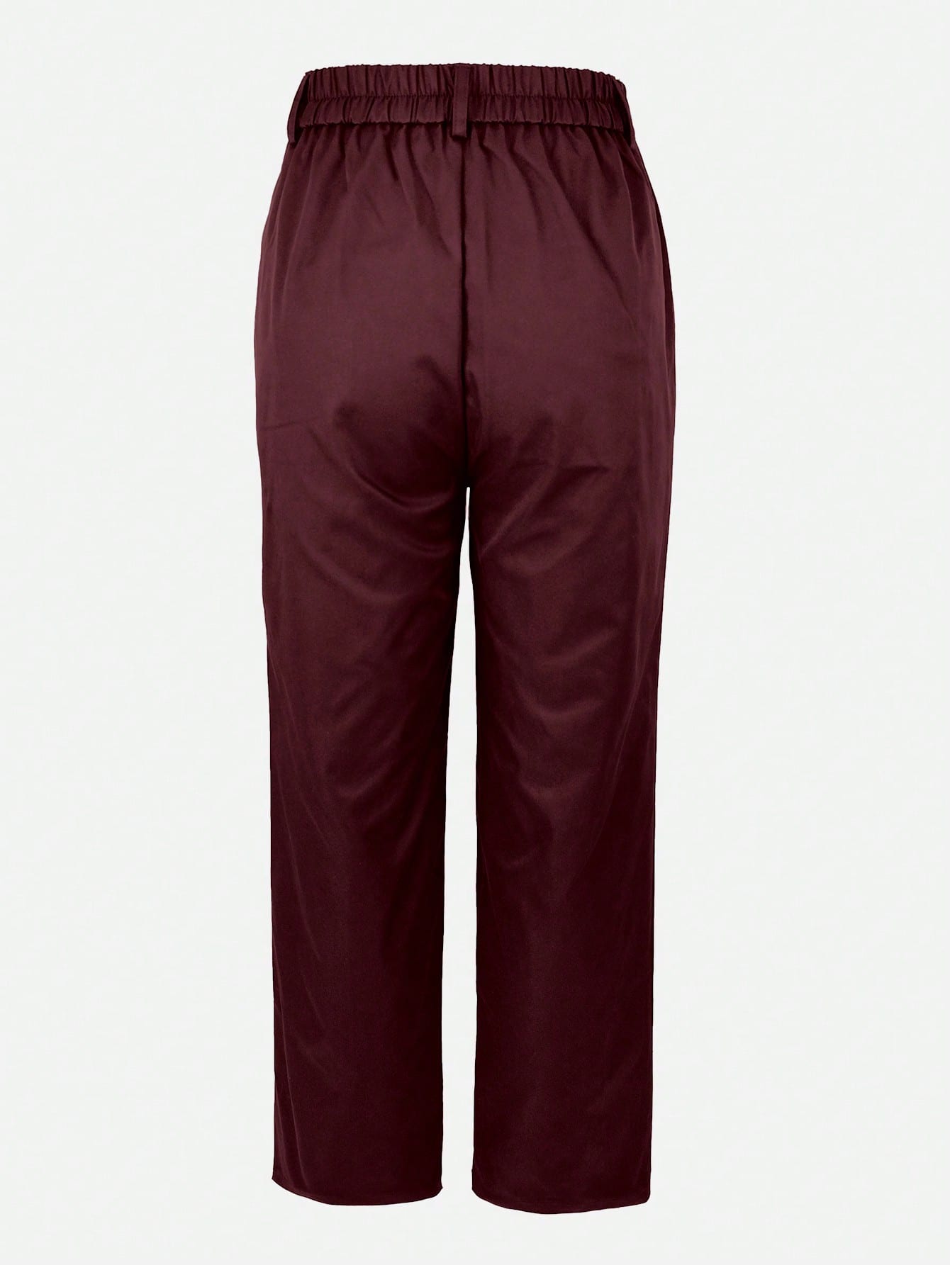 Solid Color Button Zipper Pocket Waist-Cinched Woven Non-Stretch Non-Breathable Suit Fabric Long Pants Casual Office Commute Daily Spring Summer Style Straight Leg All-Season Long Pants Women's Spring