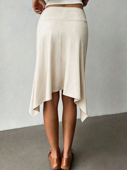 Solid Color Elegant Casual Party Women Graceful Skirt, Suitable For Holiday & Beach Black, Chic & Elegant