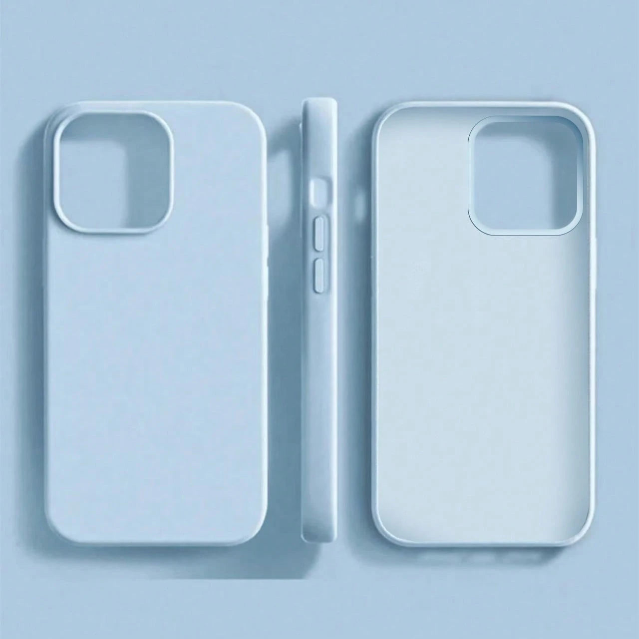 Solid Color Material Blue Silicone TPU Shockproof Anti-Yellowing Soft-Touch Pure Blue Hybrid Liquid Silicone Phone Case Compatible With IPhone Spring Easter Gift