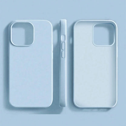 Solid Color Material Blue Silicone TPU Shockproof Anti-Yellowing Soft-Touch Pure Blue Hybrid Liquid Silicone Phone Case Compatible With IPhone Spring Easter Gift