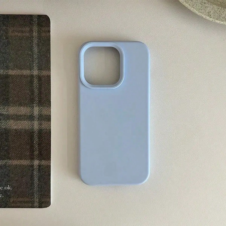 Solid Color Material Blue Silicone TPU Shockproof Anti-Yellowing Soft-Touch Pure Blue Hybrid Liquid Silicone Phone Case Compatible With IPhone Spring Easter Gift