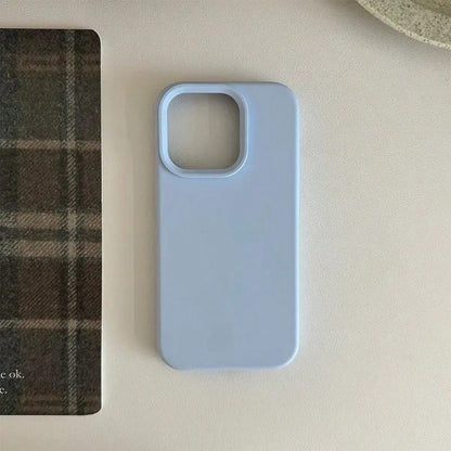 Solid Color Material Blue Silicone TPU Shockproof Anti-Yellowing Soft-Touch Pure Blue Hybrid Liquid Silicone Phone Case Compatible With IPhone Spring Easter Gift