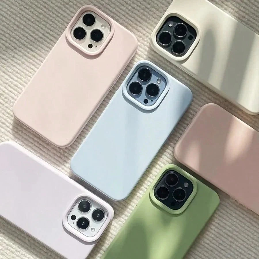 Solid Color Material Blue Silicone TPU Shockproof Anti-Yellowing Soft-Touch Pure Blue Hybrid Liquid Silicone Phone Case Compatible With IPhone Spring Easter Gift