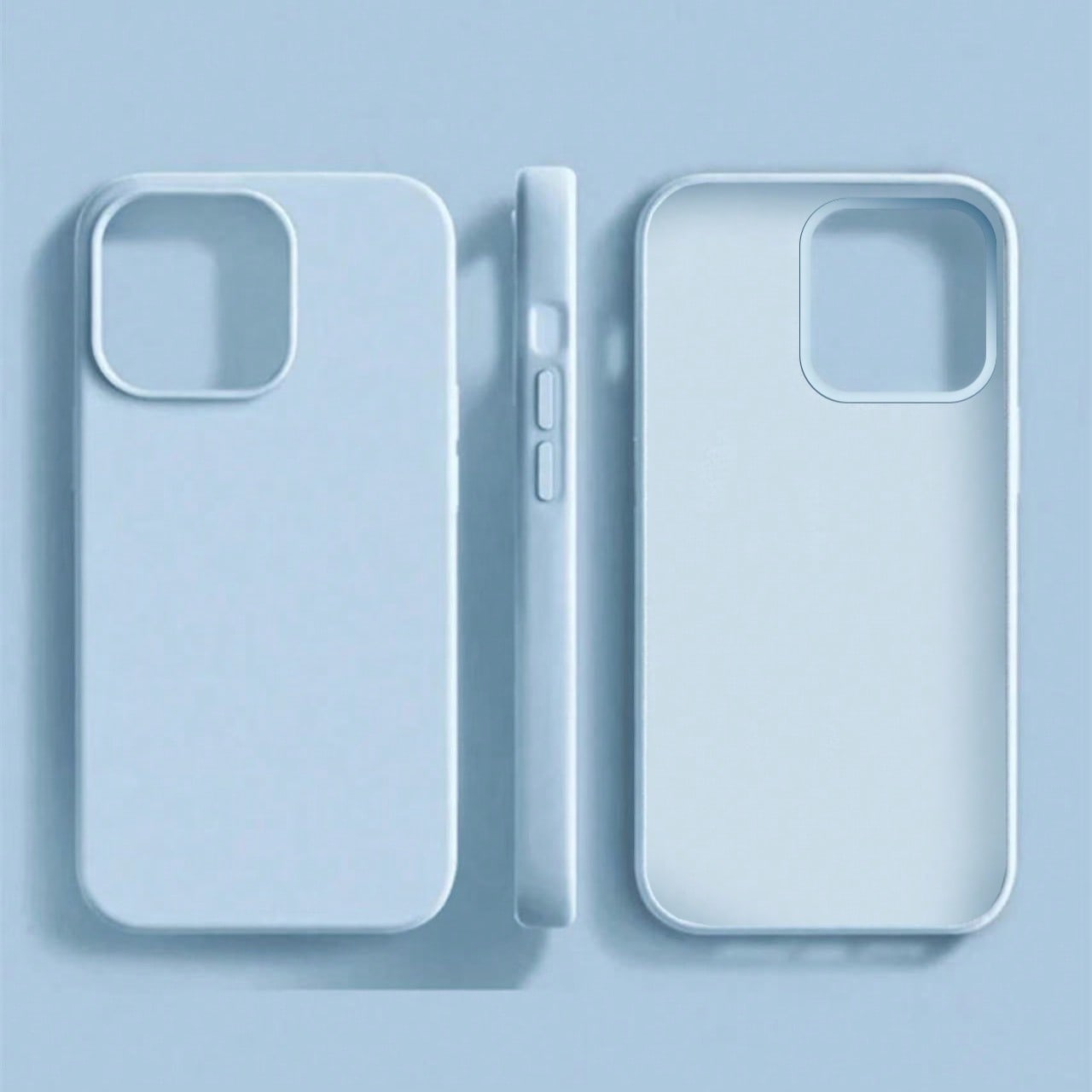 Solid Color Material Blue Silicone TPU Shockproof Anti-Yellowing Soft-Touch Pure Blue Hybrid Liquid Silicone Phone Case Compatible With IPhone Spring Easter Gift