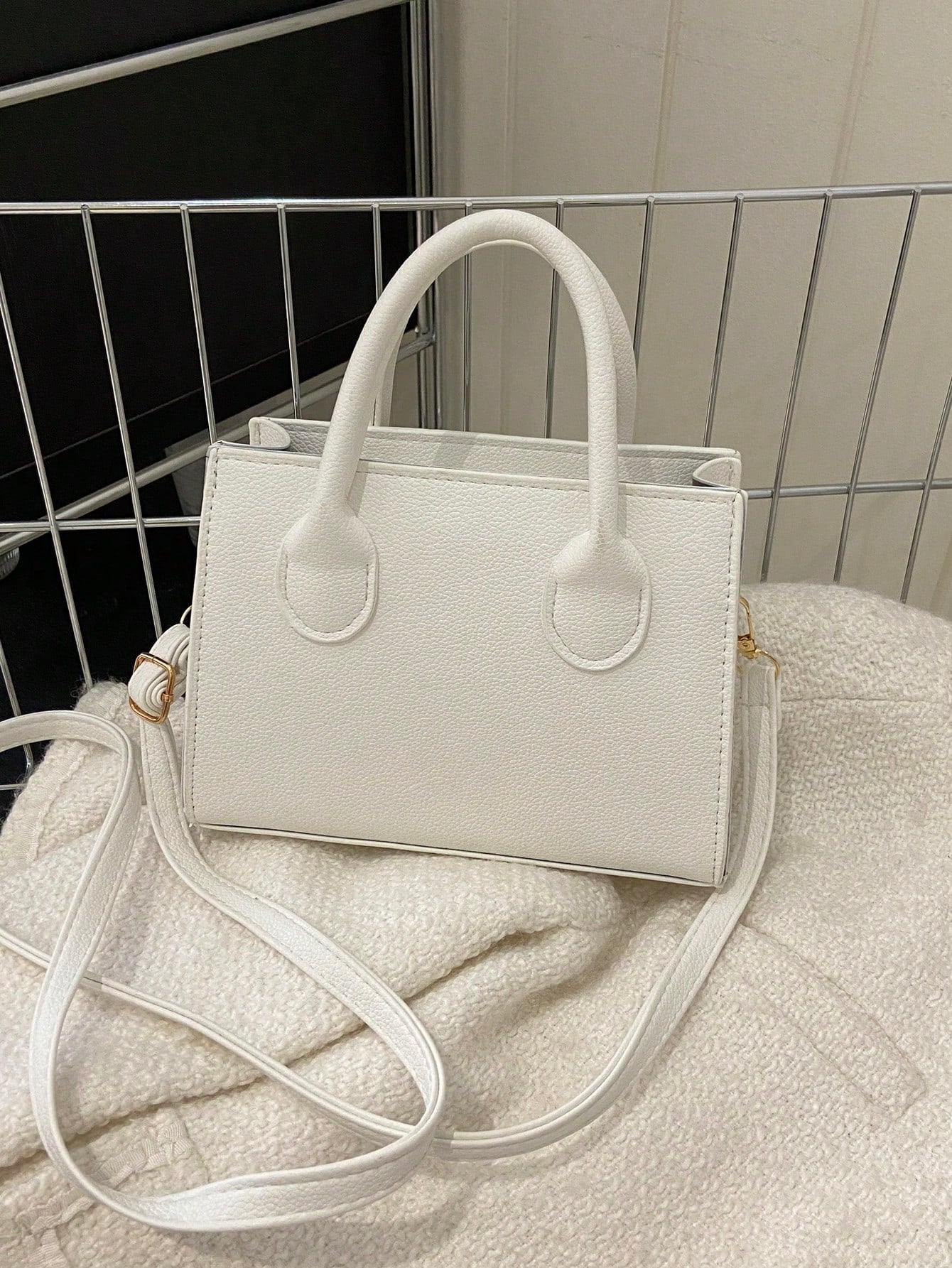 Solid Color Pu Leather Handbag Simple Leisure Small Square Bag Commuter Mini Shoulder Bag Fashionable Crossbody Bag For Going Out