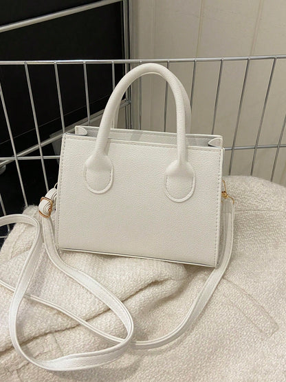 Solid Color Pu Leather Handbag Simple Leisure Small Square Bag Commuter Mini Shoulder Bag Fashionable Crossbody Bag For Going Out