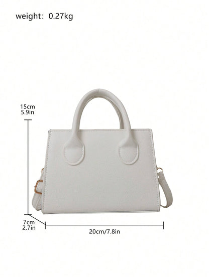 Solid Color Pu Leather Handbag Simple Leisure Small Square Bag Commuter Mini Shoulder Bag Fashionable Crossbody Bag For Going Out