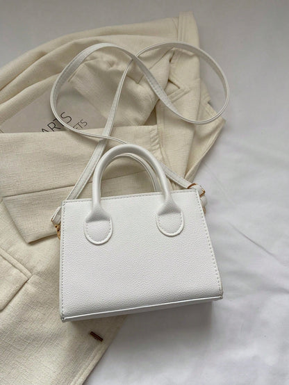Solid Color Pu Leather Handbag Simple Leisure Small Square Bag Commuter Mini Shoulder Bag Fashionable Crossbody Bag For Going Out