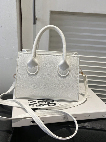 Solid Color Pu Leather Handbag Simple Leisure Small Square Bag Commuter Mini Shoulder Bag Fashionable Crossbody Bag For Going Out