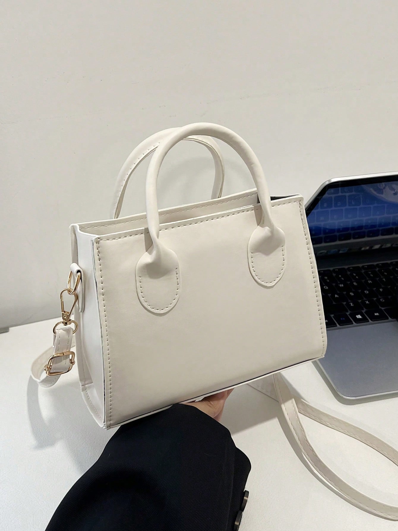 Solid Color Pu Leather Handbag Simple Leisure Small Square Bag Commuter Mini Shoulder Bag Fashionable Crossbody Bag For Going Out