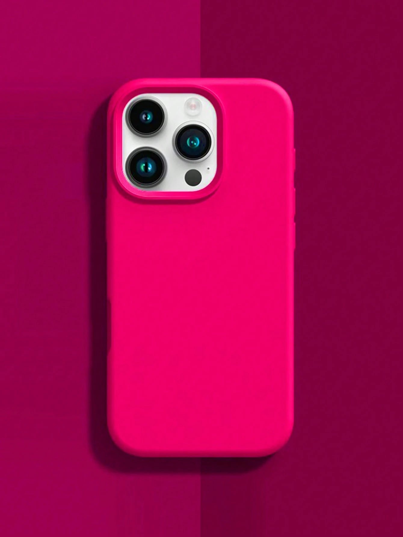 Solid Hot Pink Liquid Silicone 2.0mm Liquid Silicone Phone Case, Full-Body Protection, Compatible With 17/16/15/14/13/12/11 Pro Max Spring Gift, Minimalist